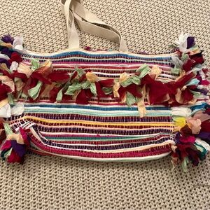 NWOT Raj Extra LargeMulticolor Striped Fringe Tote